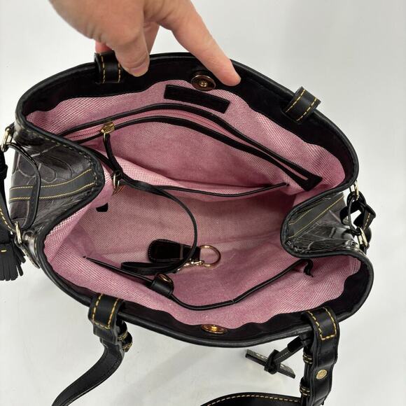 Dooney & Bourke Croco Embossed Leather Shoulder Tote & Wristlet Set Brick Brown - Picture 2 of 16